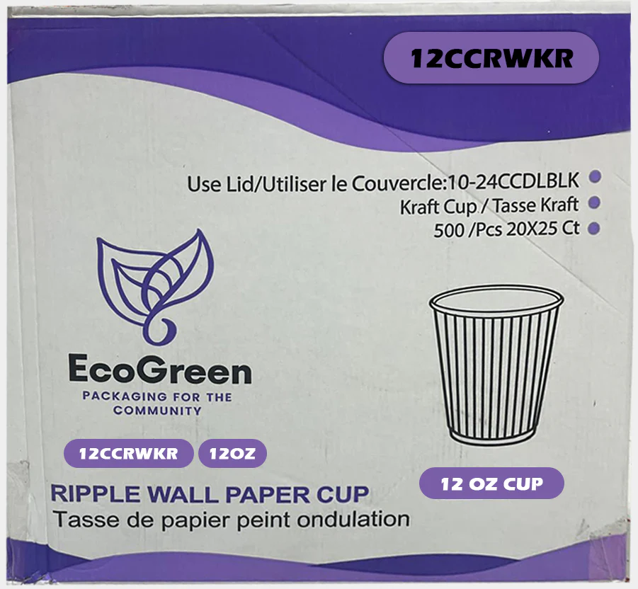 EcoGreen - 12oz Ripple Wall Paper Cup