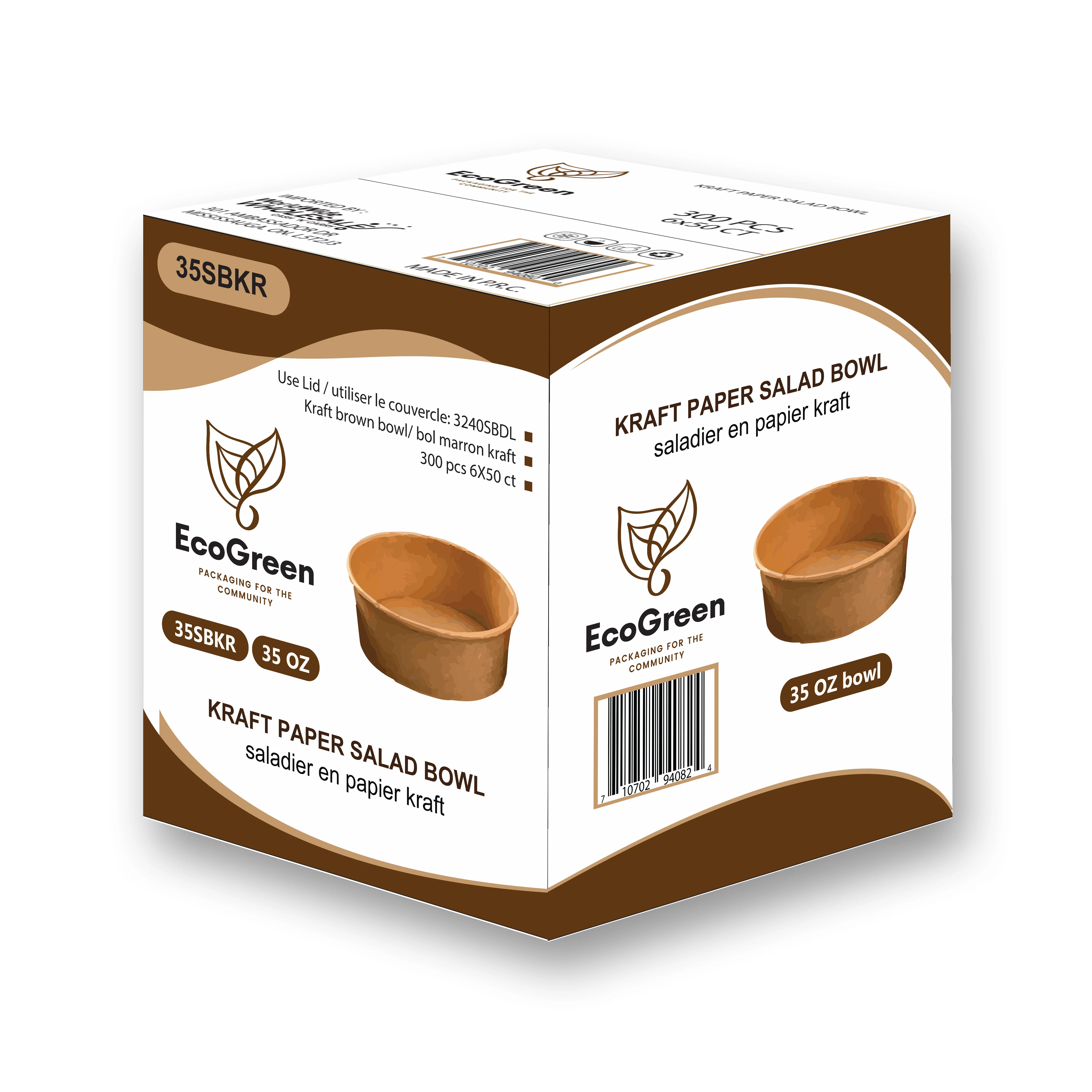 EcoGreen - Kraft Salad Bowl - 35oz - 1100ml