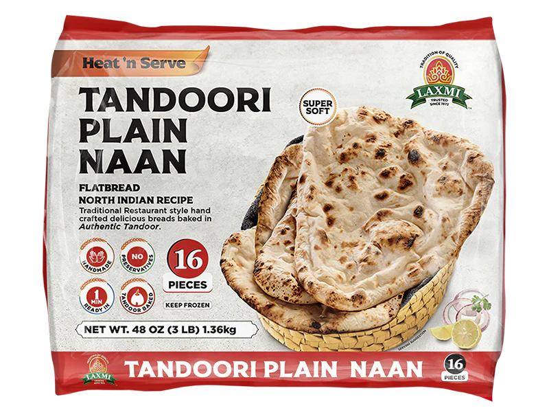 Laxmi - Tandoori Naan - Plain - Bulk - 16pcs