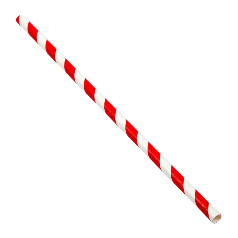 Straw Jumbo 7.75" Unwrapped Red/White